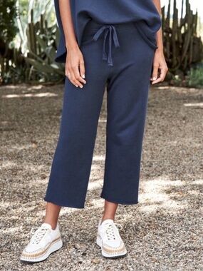 Frank & Eileen Catherine Favorite Sweatpants Cropped Navy Blue Small Excellent